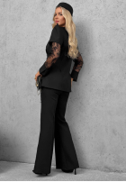 Elegancki Compleu Sacou z koronką i Pantaloni Noir Elegance negru
