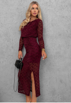 Koronkowa Rochie maxi z marszczeniami Lace Affair negru