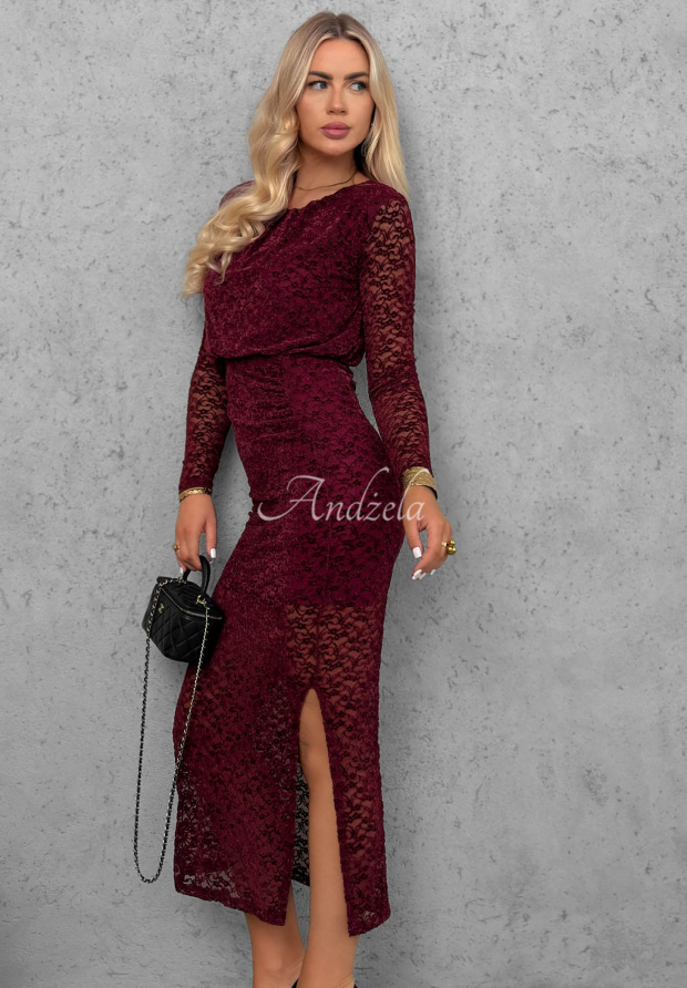 Rochie maxi din dantelă cu pliuri Lace Affair