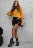 Cekinowa Fustă mini Sequin Magic ciocolatie