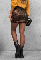 Cekinowa Fustă mini Sequin Magic ciocolatie