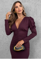 Dopasowana Rochie maxi z marszczeniami i bufkami Midnight Fantasy mov afină