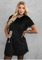 Rochie mini z piórkami Dangerous Charm negru