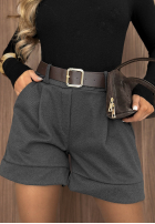 Krótkie din material textil spodenki z paskiem Smart Look ciocolatii