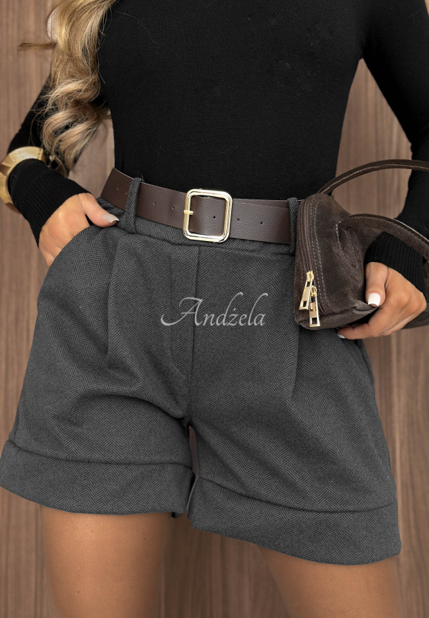 Pantaloni scurți din v&acirc;scoză cu curea Smart Look