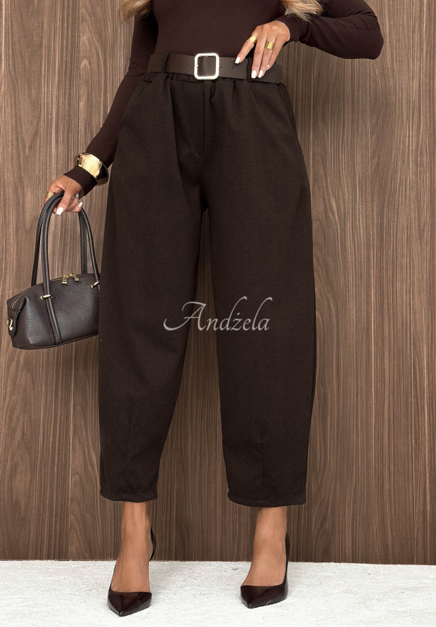 Pantaloni balloon din v&acirc;scoză cu curea Autumn Air