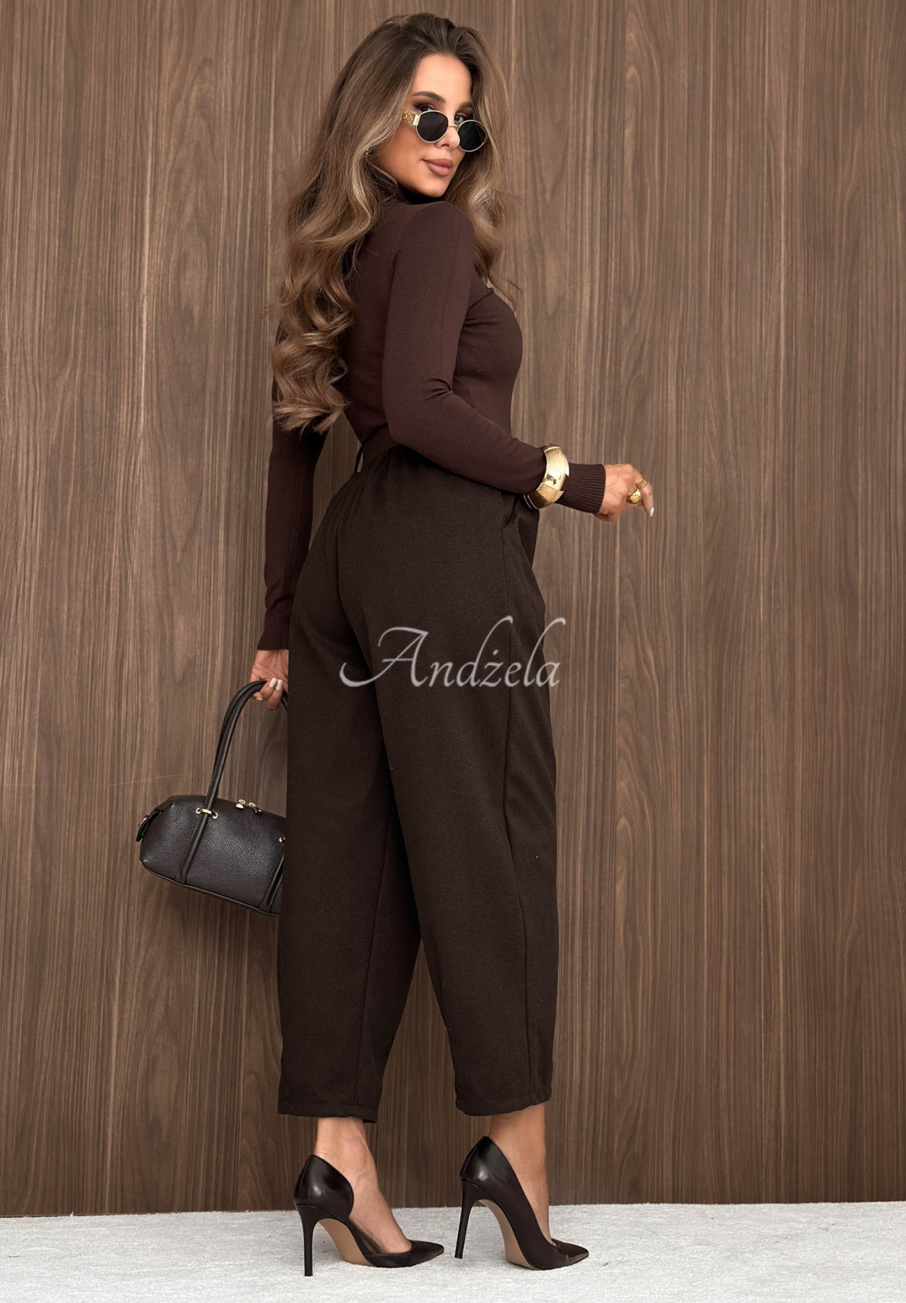 Pantaloni balloon din vâscoză cu curea Autumn Air