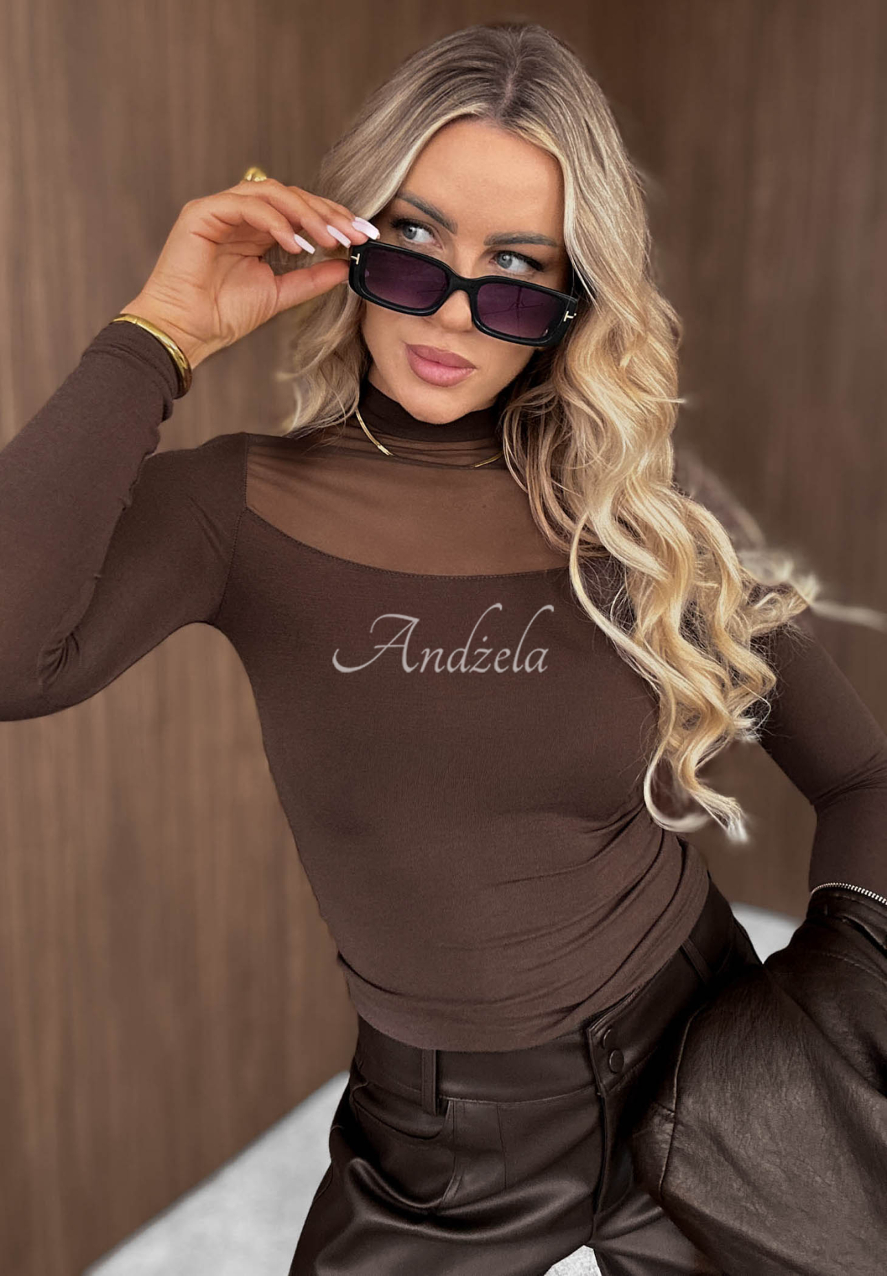 Bluză din viscoză cu mâneci lungi și plasă Pretty Basea