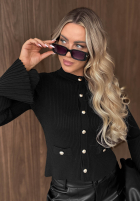 Prążkowana Bluză longsleeve dzwonek Simple Routine ciocolatie