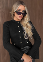 Prążkowana Bluză longsleeve dzwonek Simple Routine ciocolatie