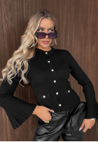 Prążkowana Bluză longsleeve dzwonek Simple Routine ciocolatie