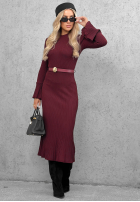 Wiskozowa Rochie midi longsleeve dzwonek Lovely Day ciocolatie