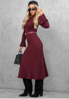 Wiskozowa Rochie midi longsleeve dzwonek Lovely Day ciocolatie