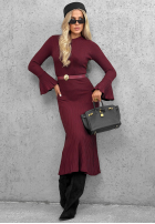 Wiskozowa Rochie midi longsleeve dzwonek Lovely Day ciocolatie