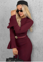 Wiskozowa Rochie midi longsleeve dzwonek Lovely Day ciocolatie