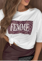 Bawełniany Tricou z nadrukiem Femme Alb