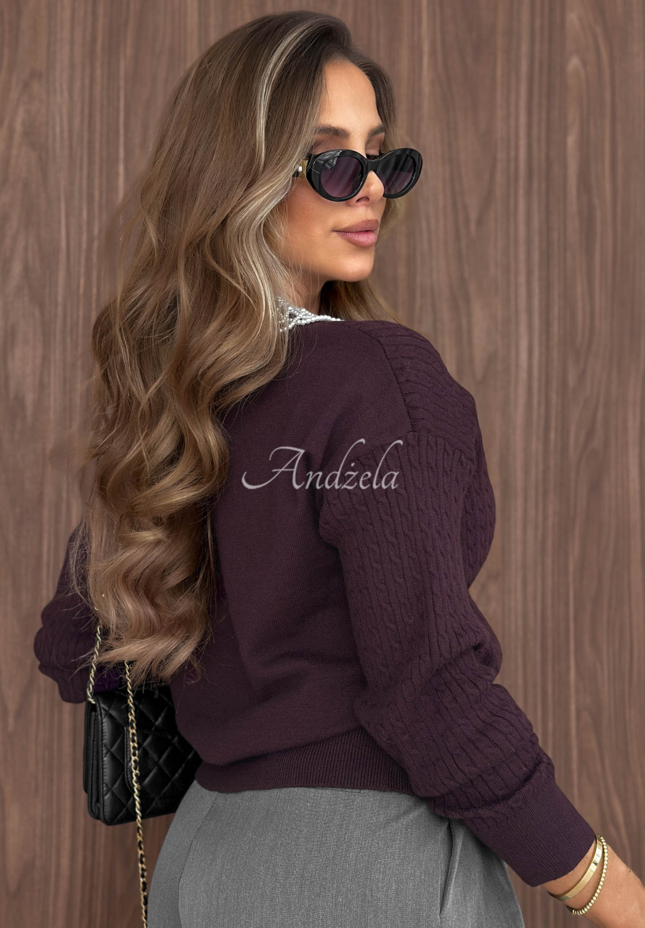 Cardigan din viscoză cu guler din perle Pearly Look