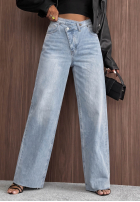 Pantaloni din denim wide leg Daily Blues albastru deschis