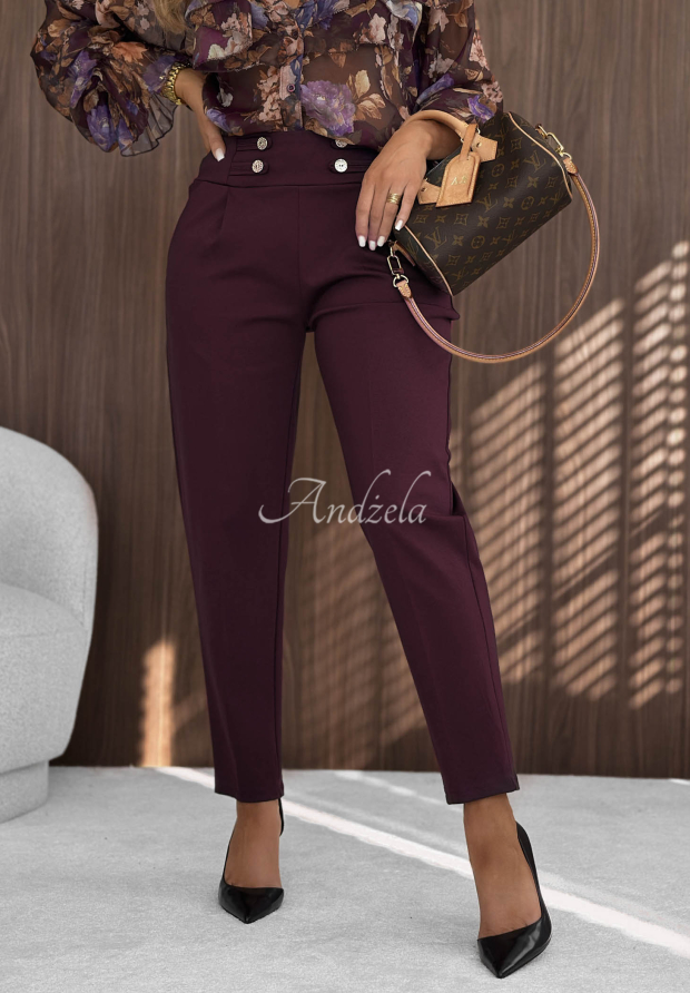 Pantaloni țigaretă din viscoză cu nasturi Gentle Elegance