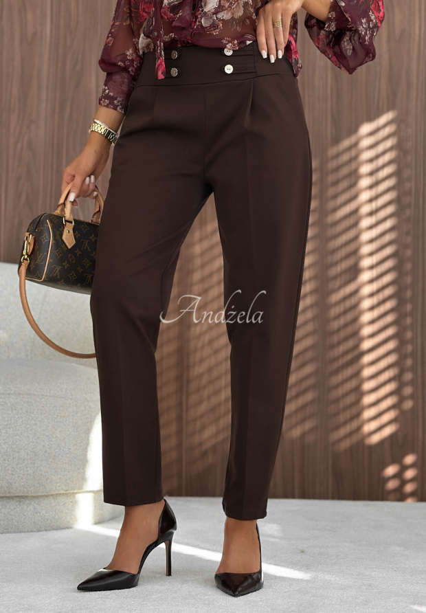 Pantaloni țigaretă din viscoză cu nasturi Gentle Elegance