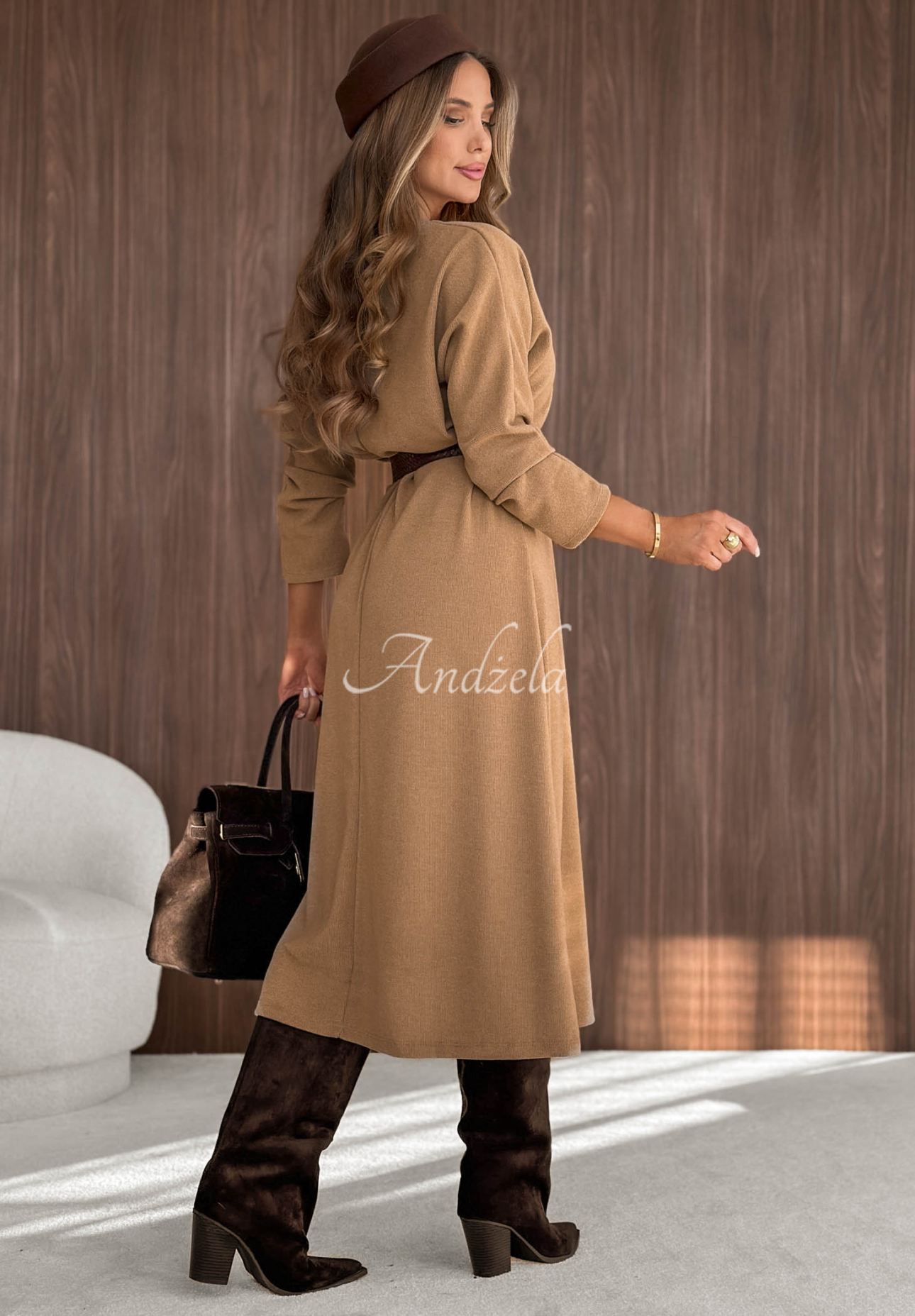 Rochie midi tricotată cu curea Main Event
