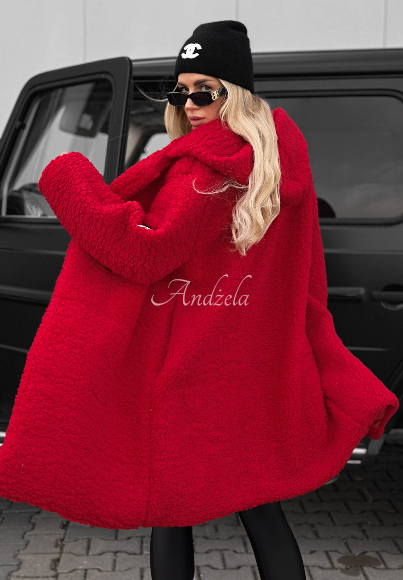 Pardesiu lung din imitație de lână de miel cu glugă și bumbac Frost Lady