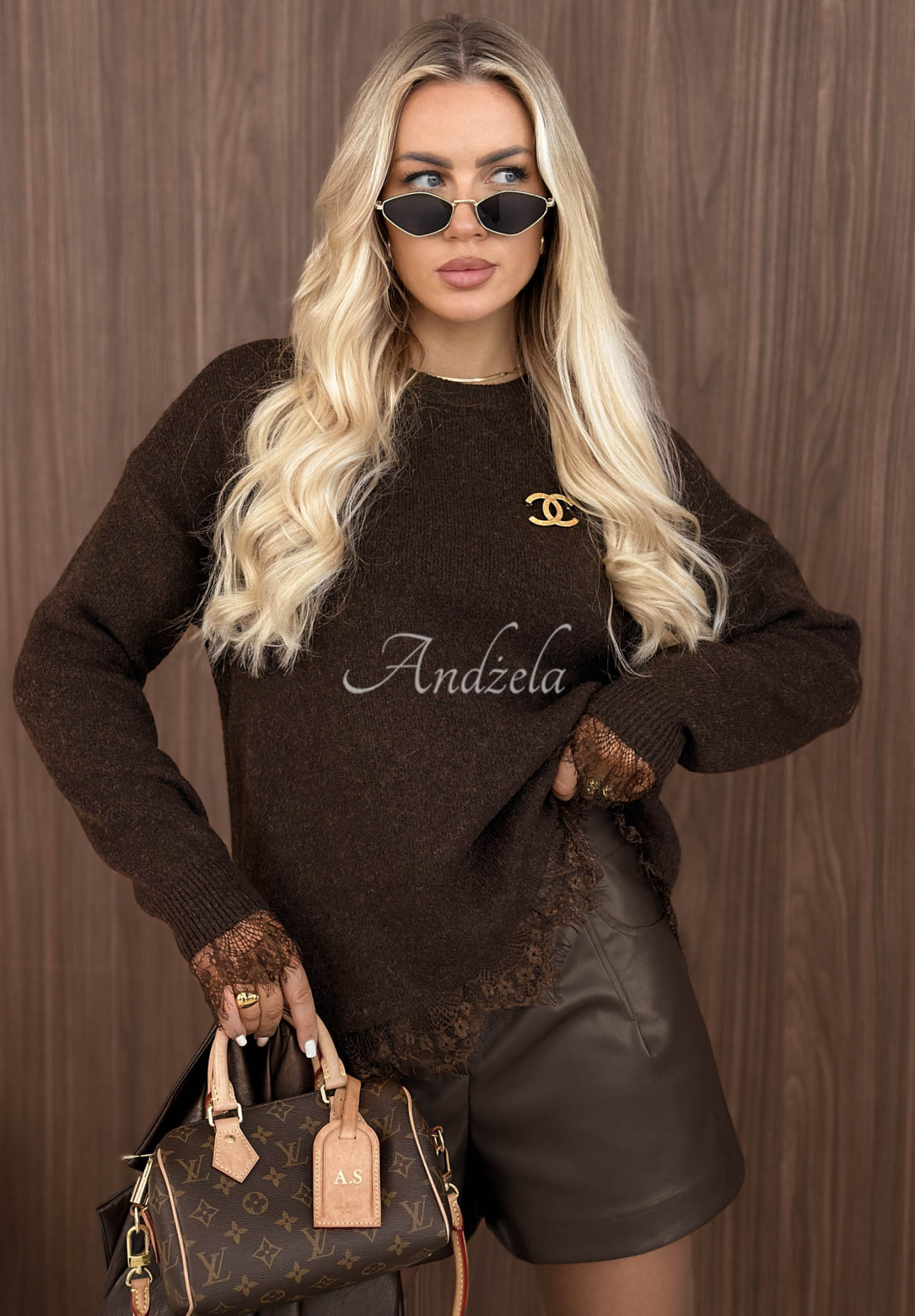 Pulover oversize cu lână și dantelă Cozy Softness