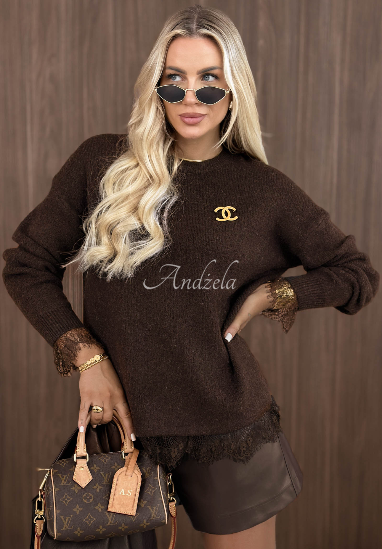 Pulover oversize cu lână și dantelă Cozy Softness