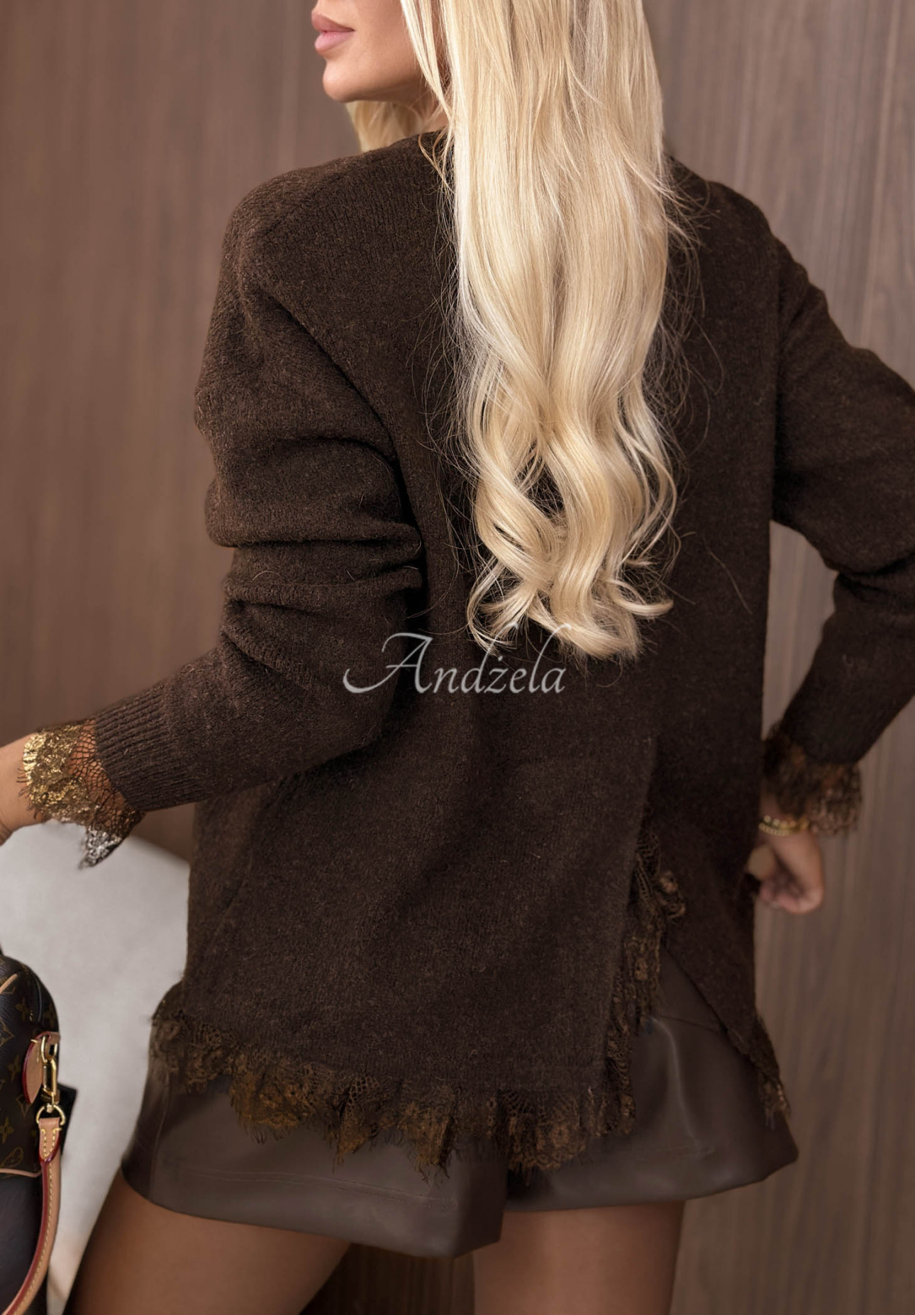 Pulover oversize cu lână și dantelă Cozy Softness