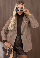 Sacou oversize w jodełkę Femme Authority bej