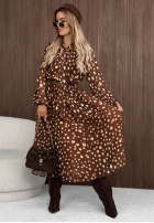 Rochie maxi z wiązaniem w łatki Sunday Muse camel