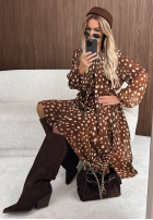 Rochie maxi z wiązaniem w łatki Sunday Muse camel