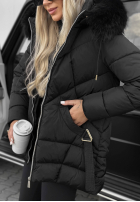 Długa pikowana Geacă z futerkiem Snow Babe bej