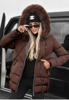Długa pikowana Geacă z futerkiem Snow Babe bej