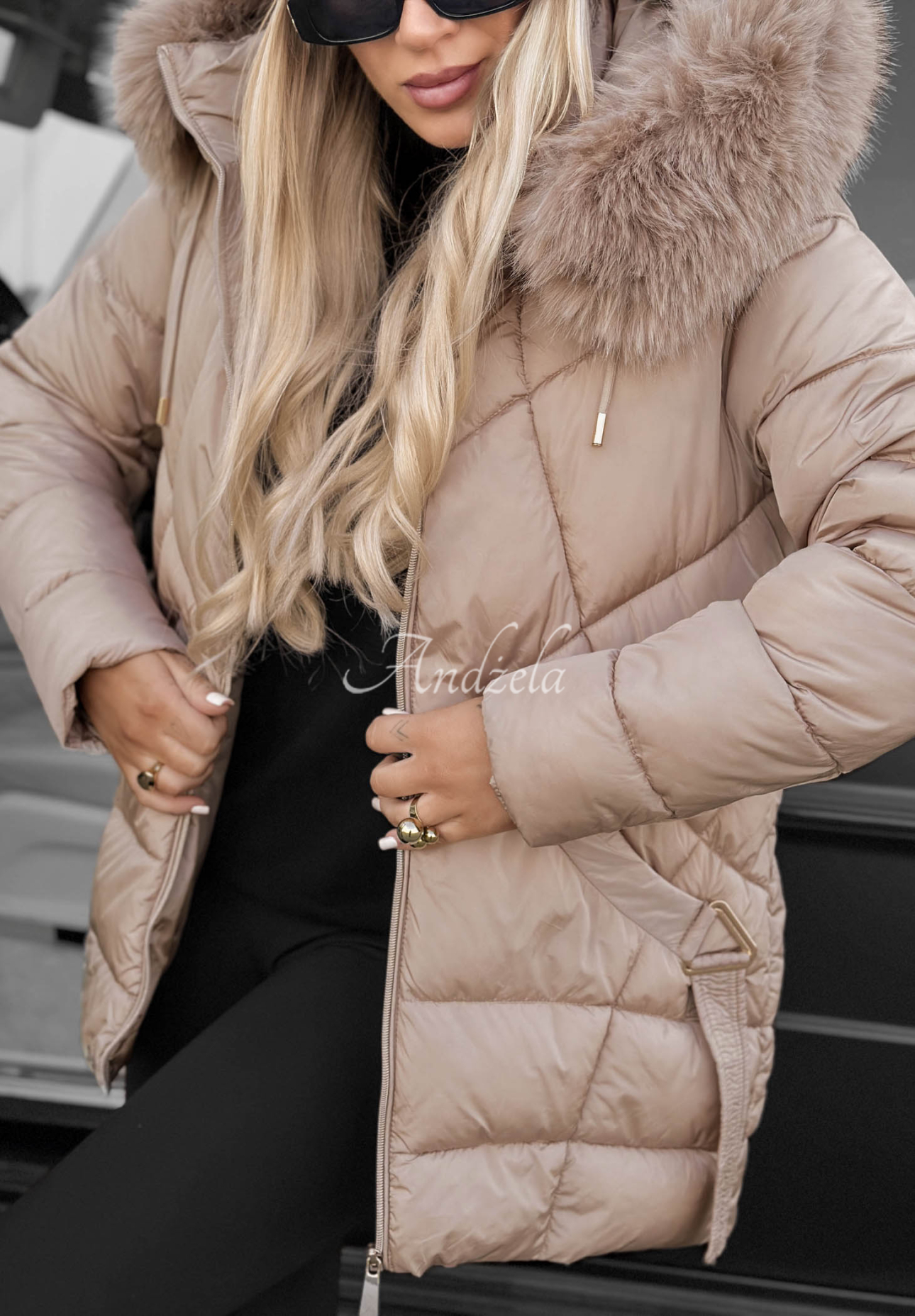 Geacă matlasată cu blăniță Snow Babe
