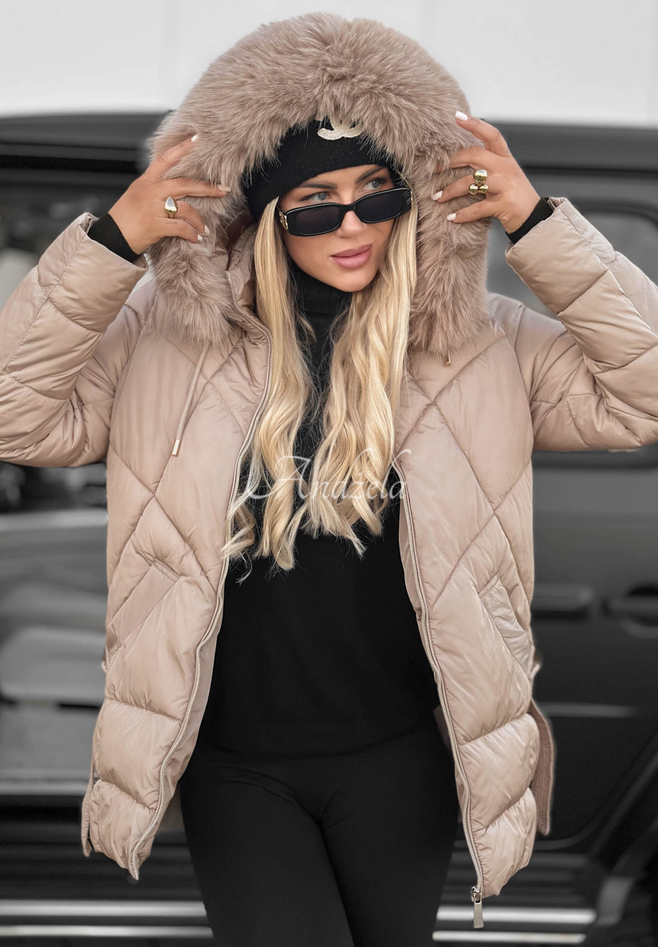 Geacă matlasată cu blăniță Snow Babe