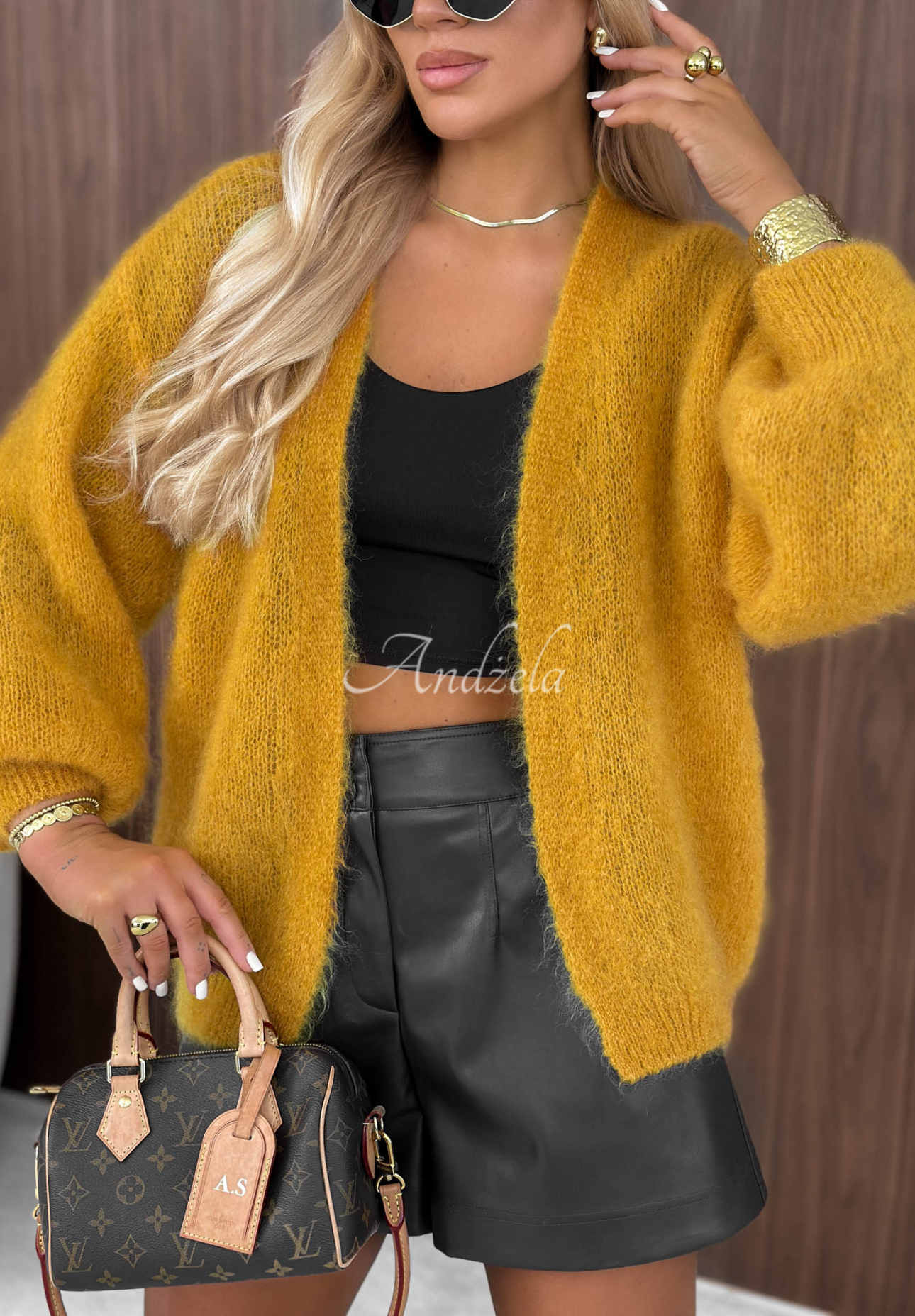Cardigan oversize din mohair, fără închidere Cozy Latte