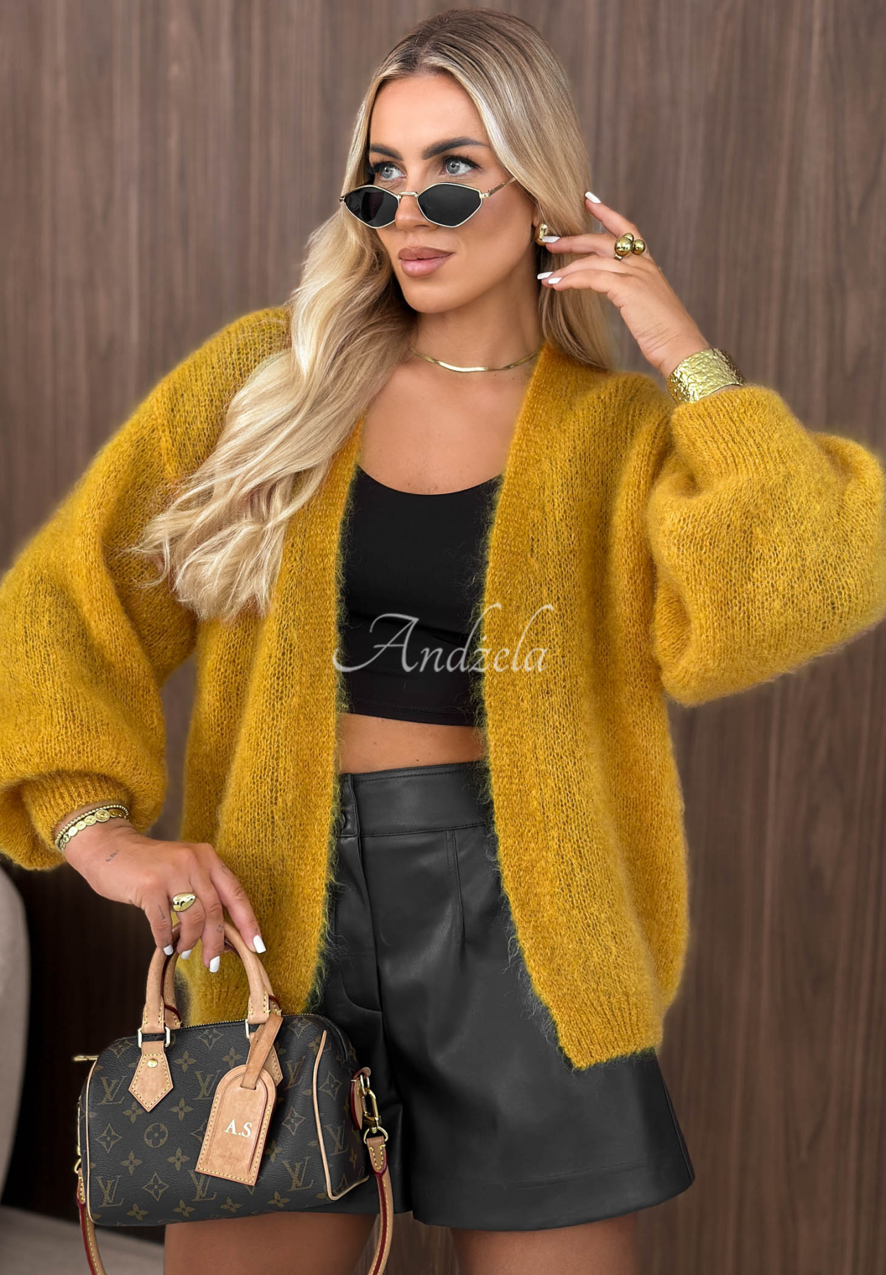 Cardigan oversize din mohair, fără închidere Cozy Latte