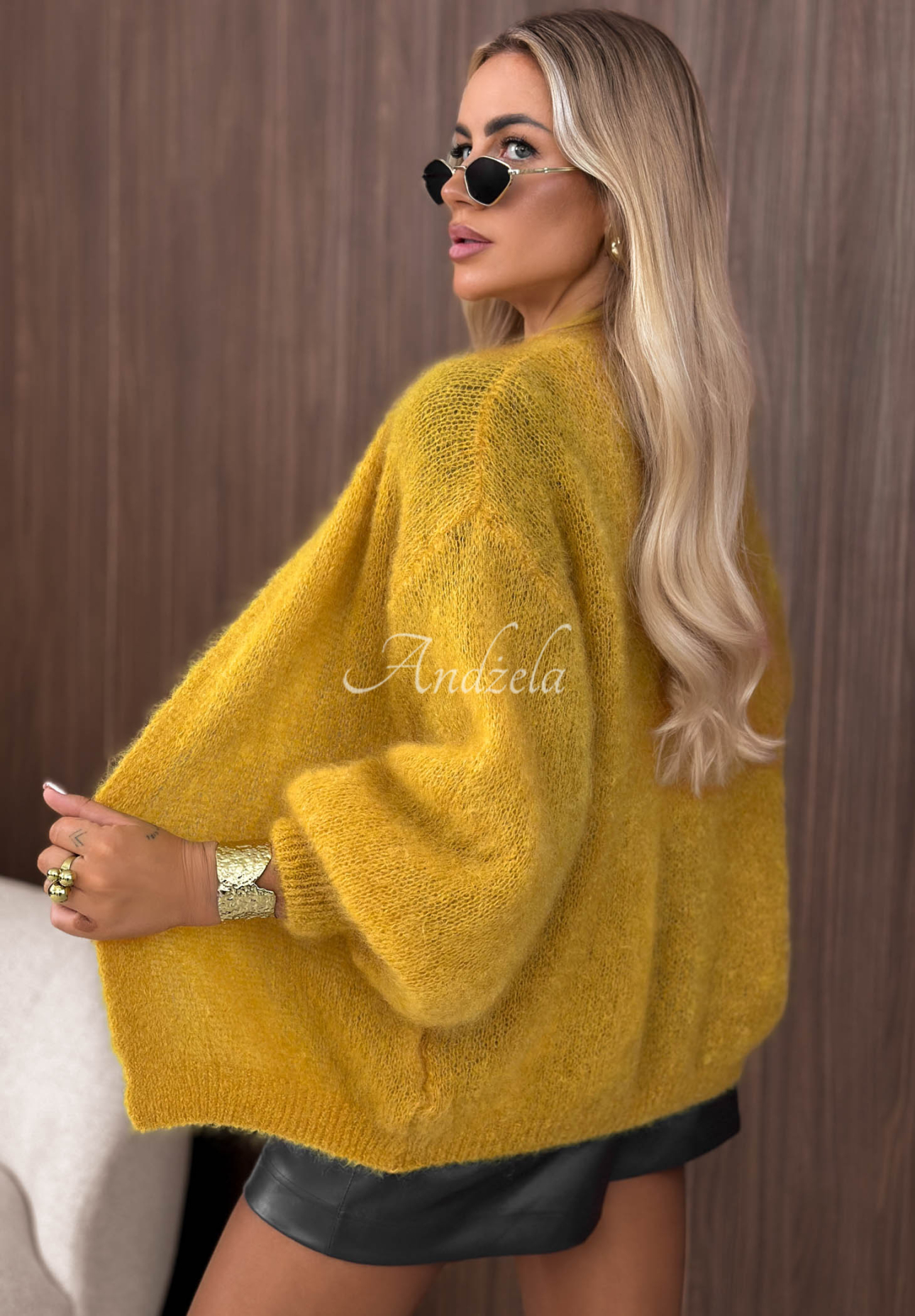 Cardigan oversize din mohair, fără închidere Cozy Latte