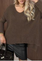 Asymetryczny Pulover oversize Amber Knit mokka