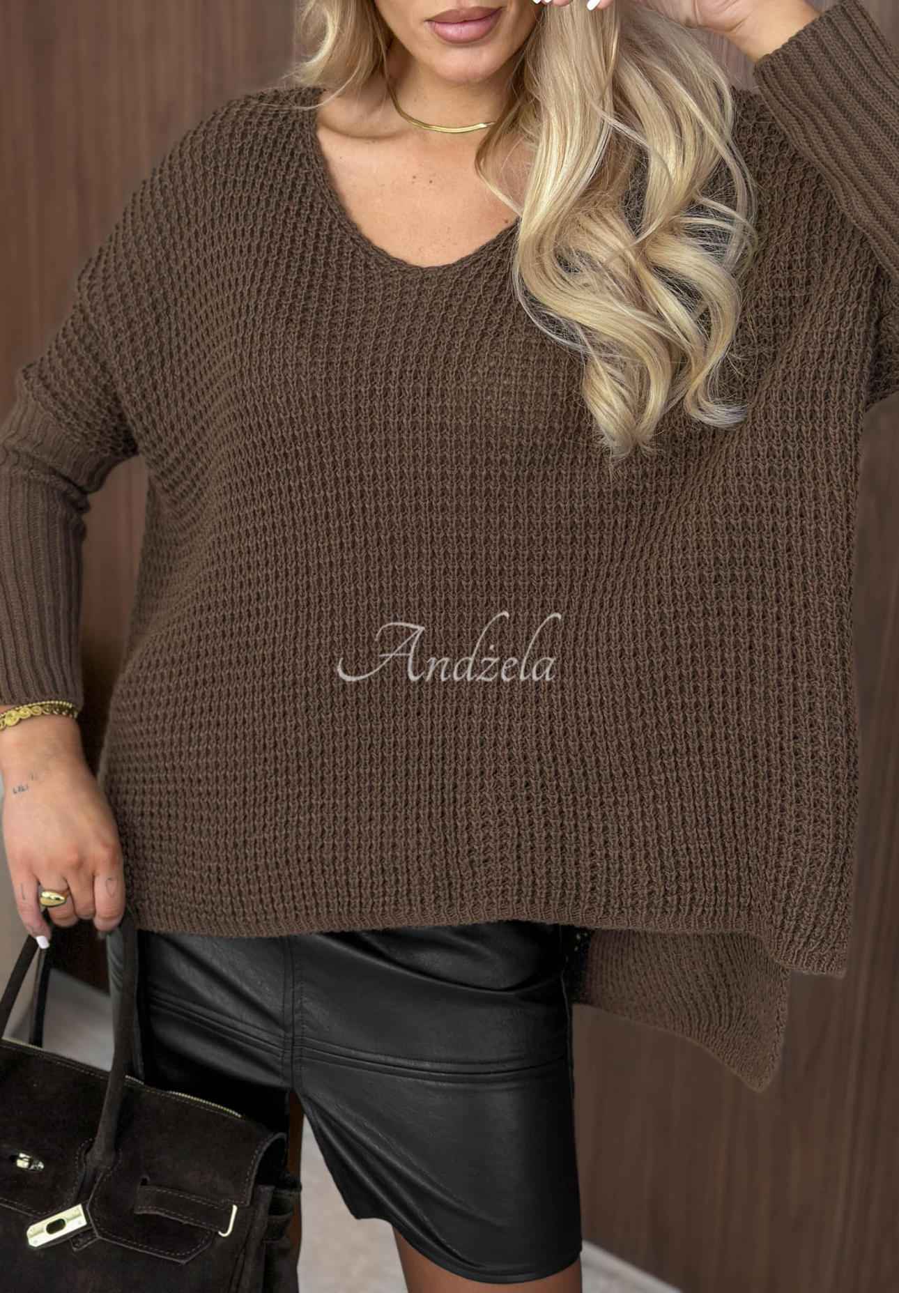 Pulover oversize asimetric Amber Knit