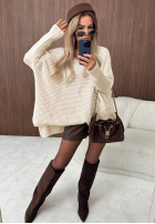 Asymetryczny Pulover oversize Amber Knit mokka