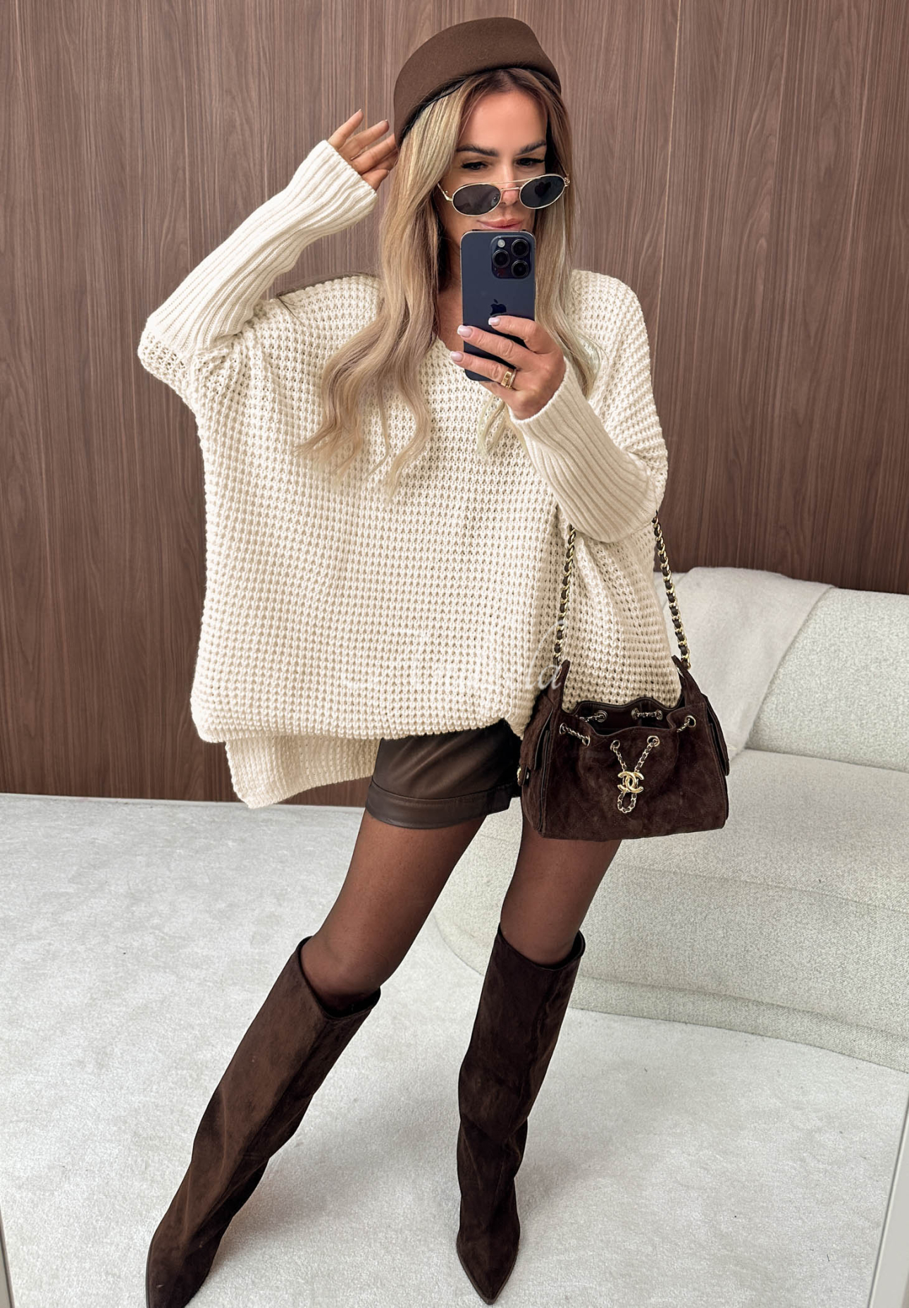 Pulover oversize asimetric Amber Knit