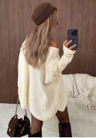 Asymetryczny Pulover oversize Amber Knit mokka