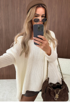 Asymetryczny Pulover oversize Amber Knit mokka