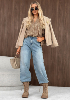Pantaloni din denim mom fit Street Rhythm albastru deschis