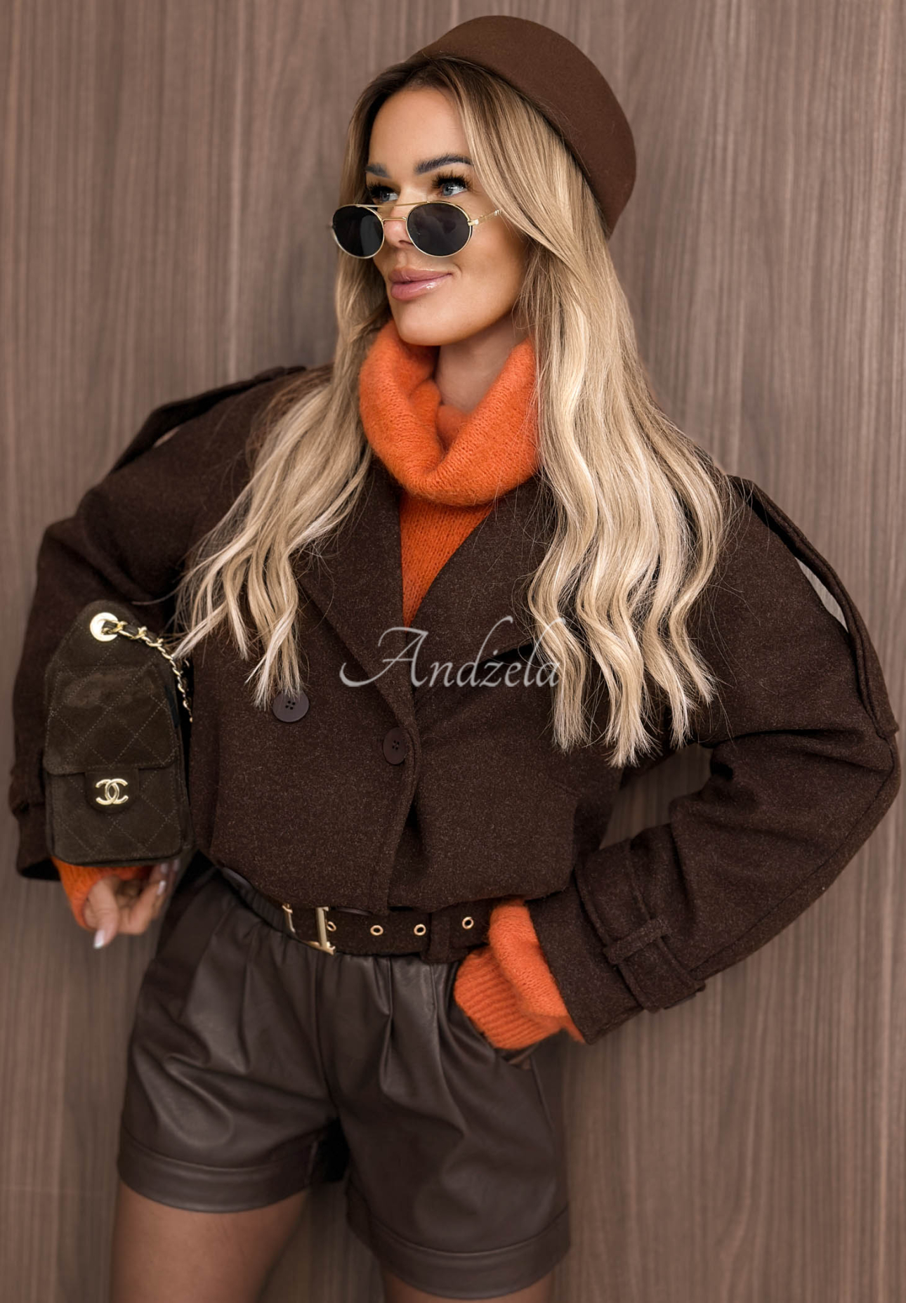 Pardesiu scurt cu guler și viscoză Misty October