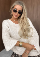 Pulover oversize z dekoltem Warm Affair ciocolatiu