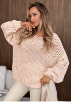 Miękki Pulover oversize z wełną i wiskozą Sugar Babe roz pudră
