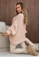 Miękki Pulover oversize z wełną i wiskozą Sugar Babe roz pudră